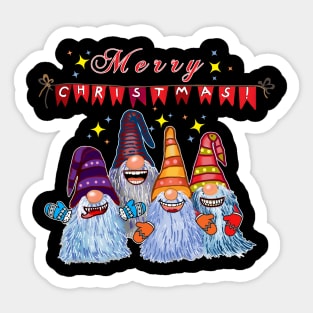 Funny Merry Christmas Gnomes with Icy Beards Sticker